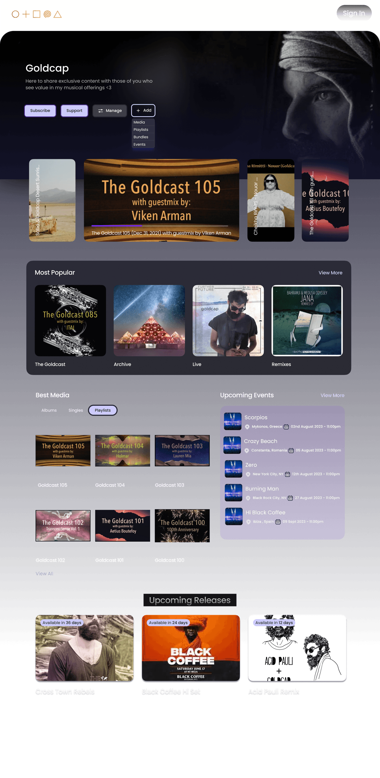 Bushido catalogue browsing experience